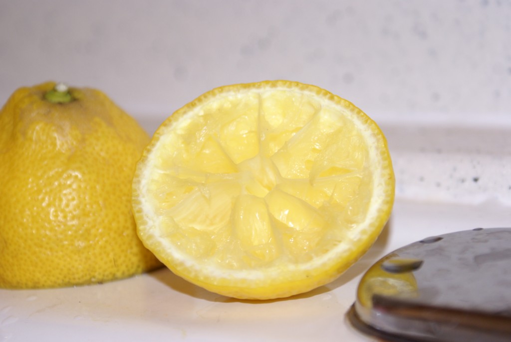 Lemons Half a cut lemon rubbed on a dirty surface cleans it right up!