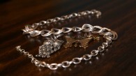 Silver tone necklace with silver tone owl and gold tone butterfly.