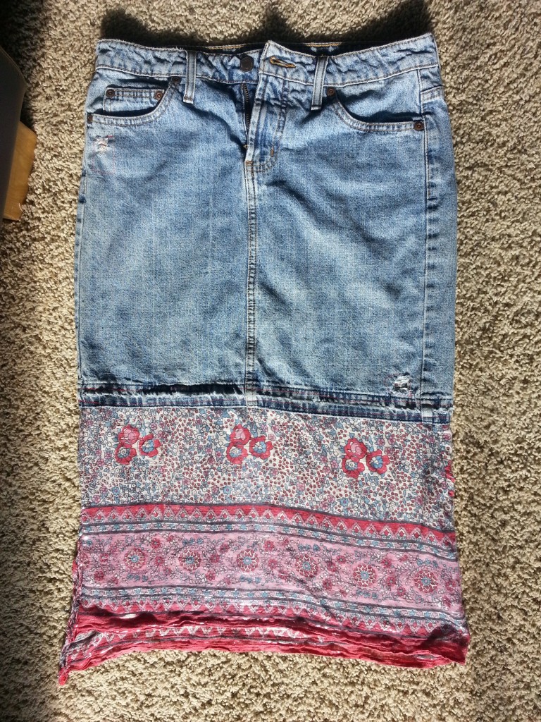 Upcycled denim skirt Upcycled denim skirt.
