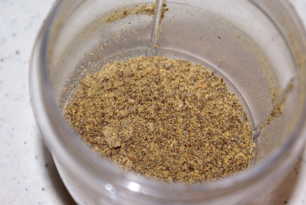 Freshly ground roasted flax meal Freshly ground roasted flax meal.