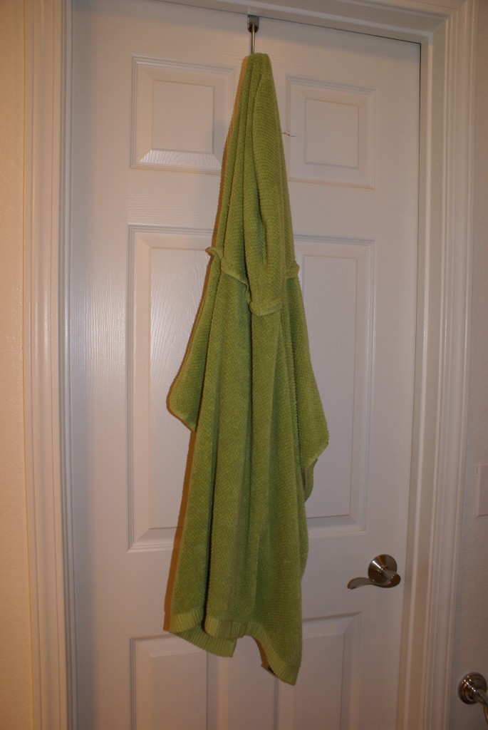 Hooded towel poncho hanging Hooded towel poncho hanging.