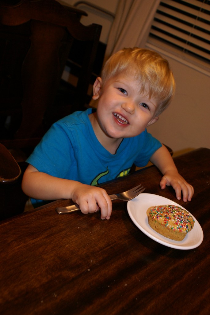 Arlo enjoys his heart cake Arlo enjoys his heart cake.