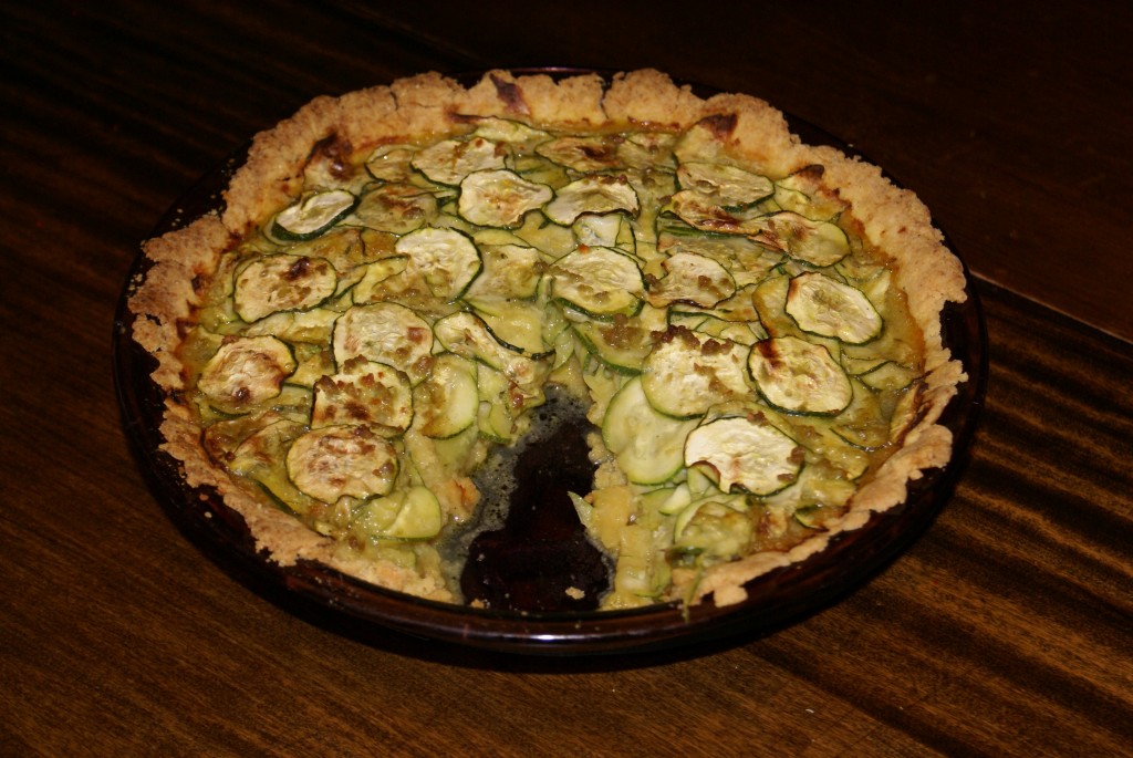 Zucchini pie sliced Slice and serve your cornmeal crust zucchini pie!
