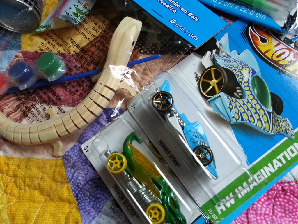 Hot Wheels and a wooden lizard to paint (just for Arlo). Hot Wheels and a wooden lizard to paint (just for Arlo).