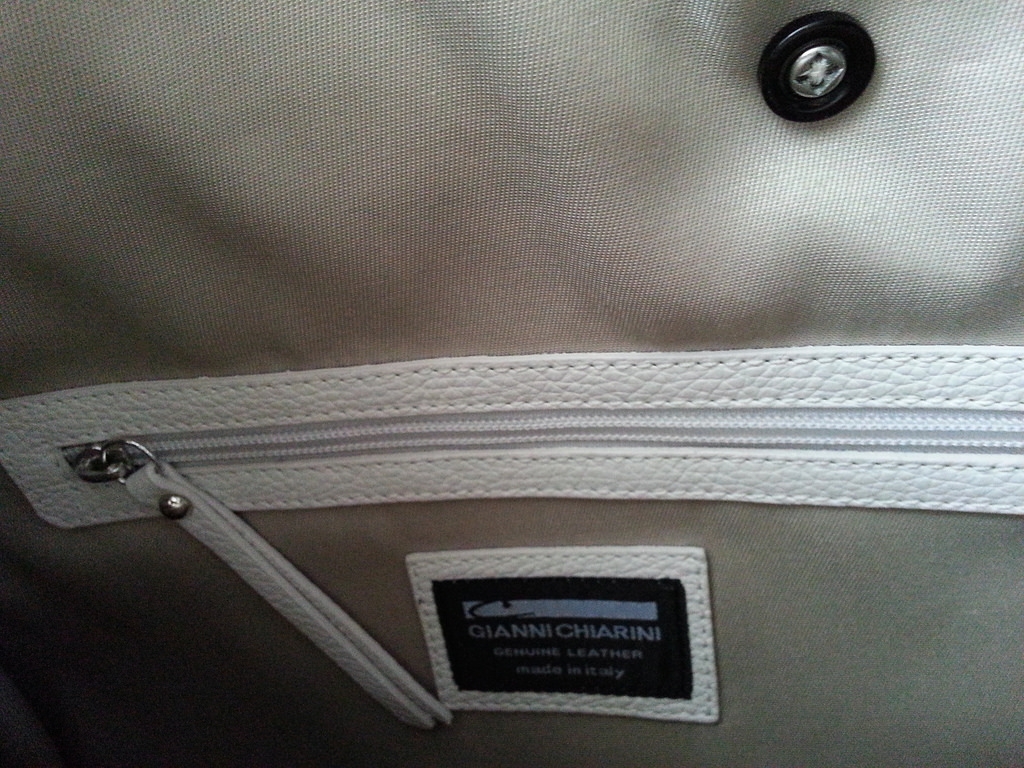 Button inside bag.