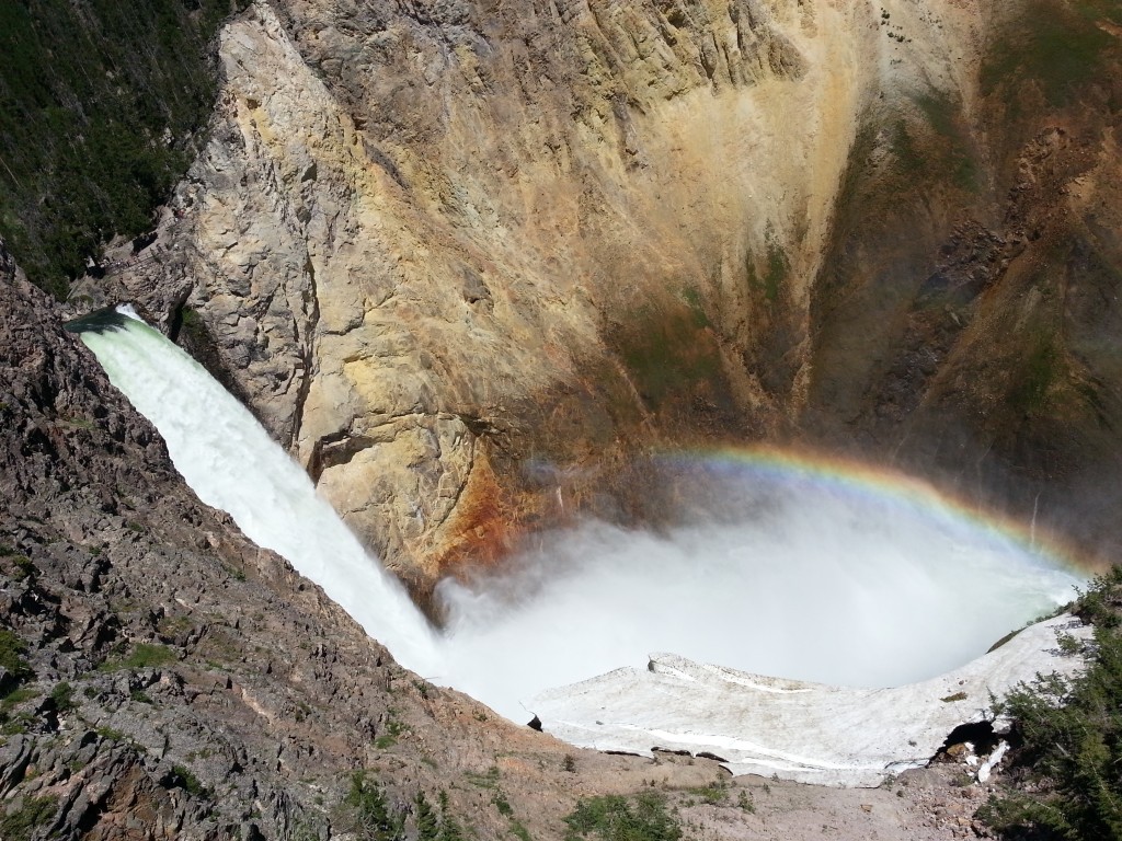Yellowstone falls with glacier.