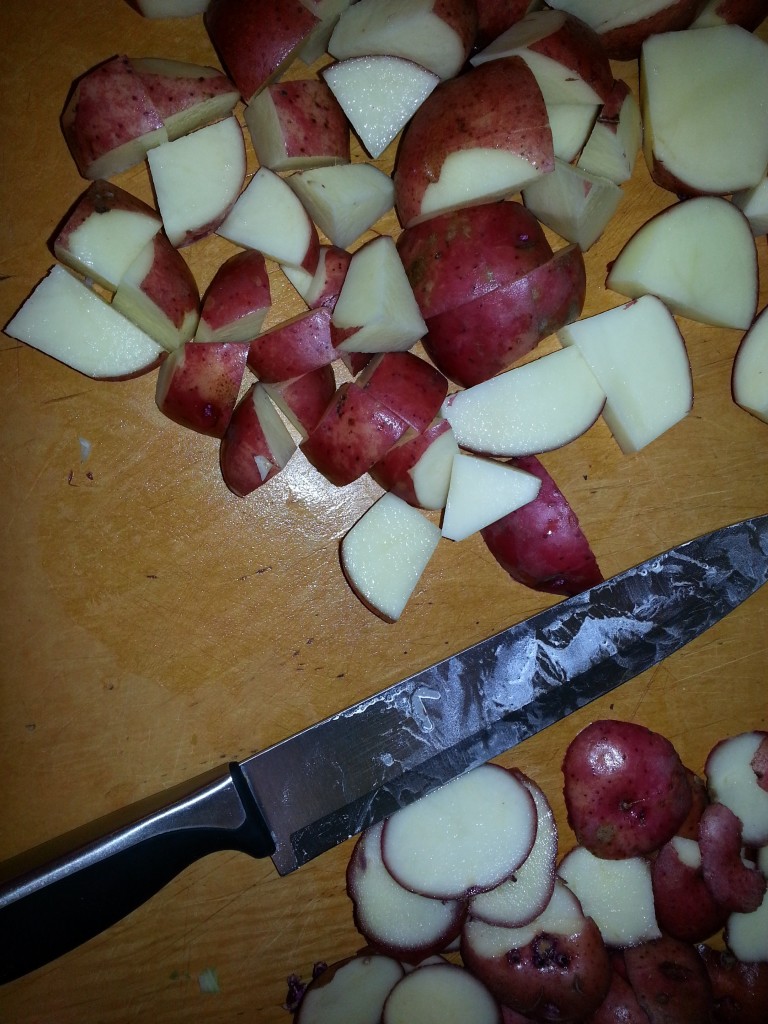 Cubed red potatoes. So pretty.